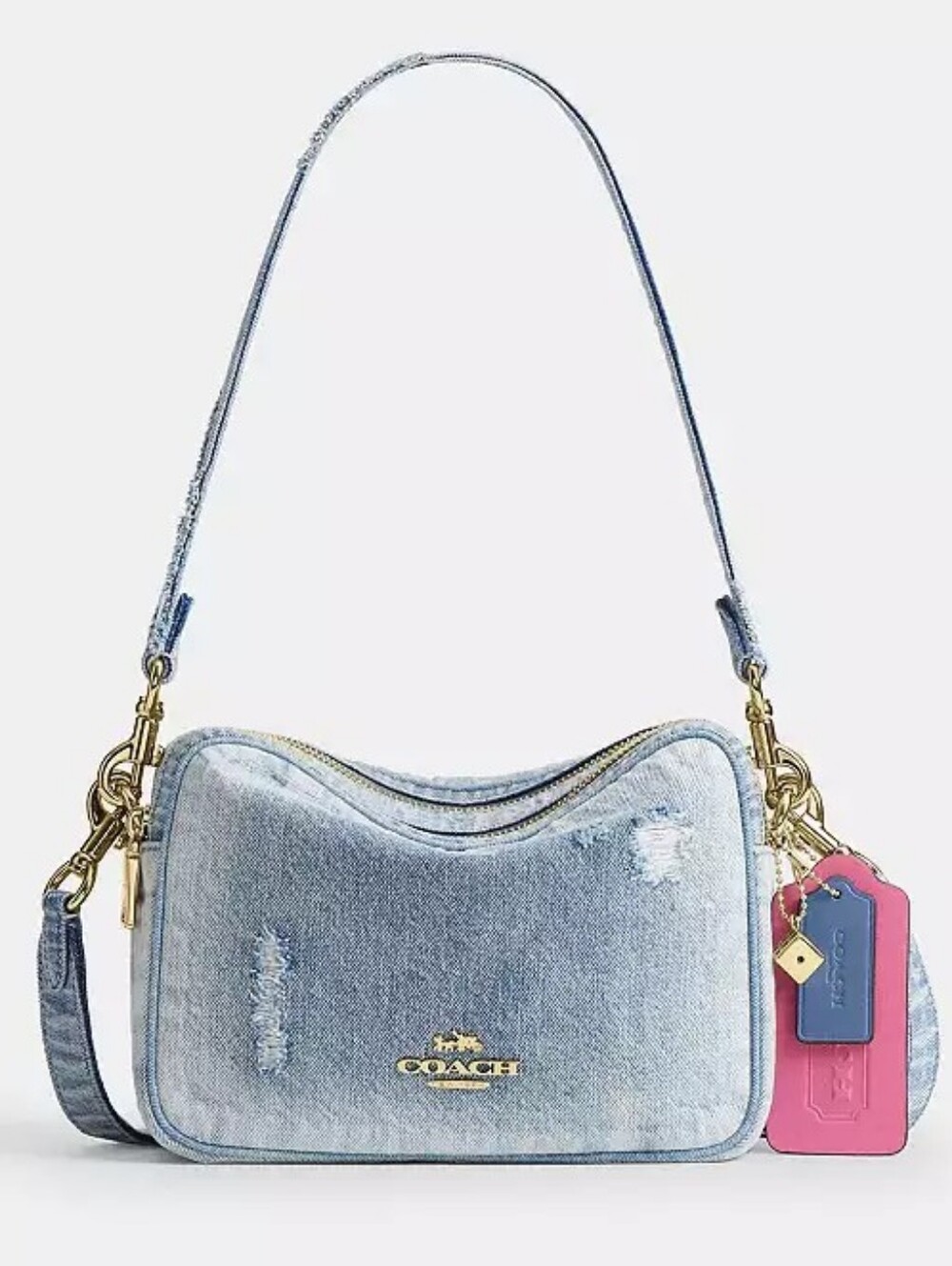 *NWT* COACH Carey Crossbody Bag In Loved Denim With Charms